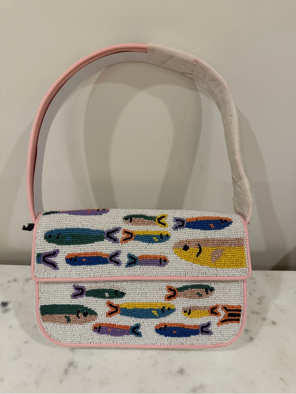 NWT STAUD Tommy Beaded Bag in Pop Sardines